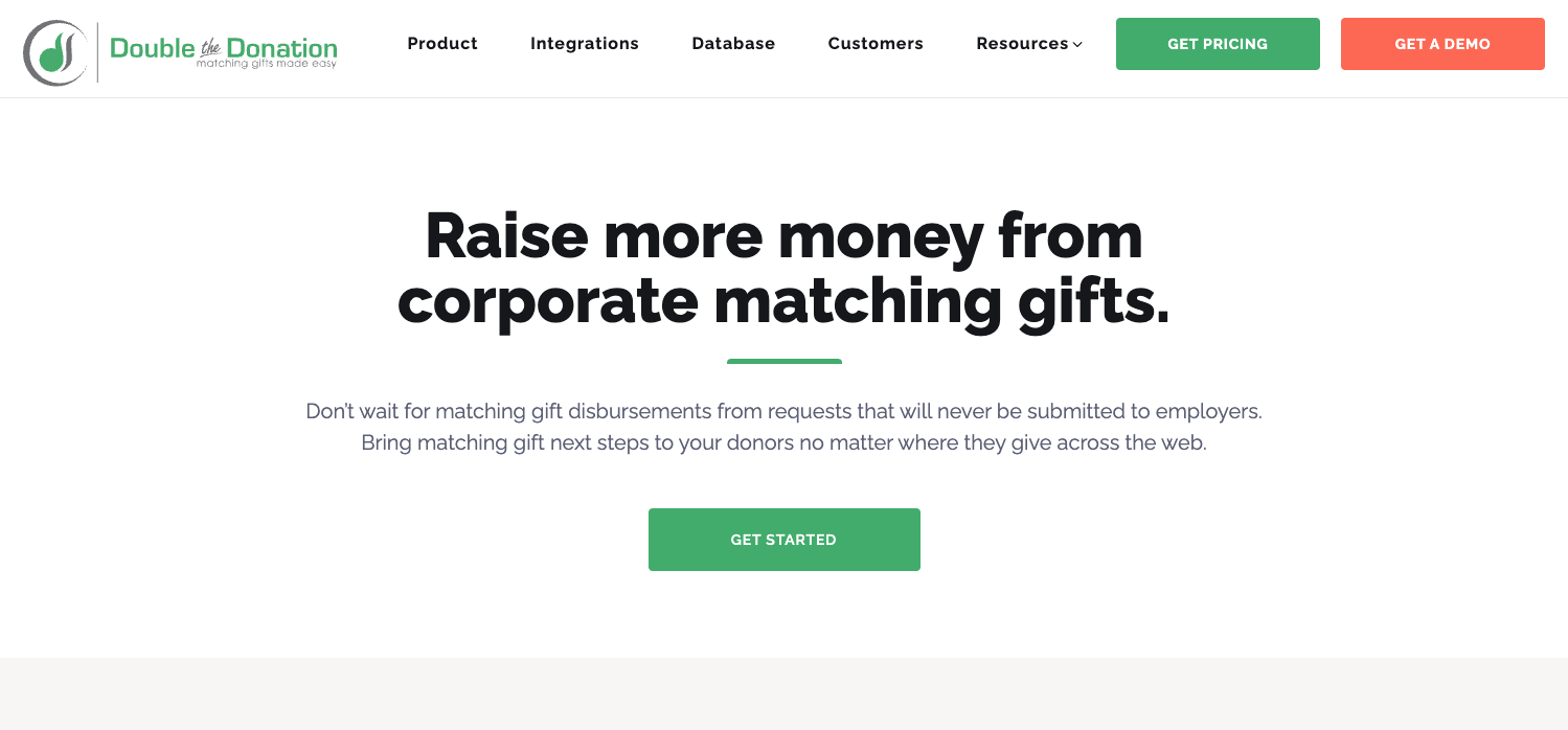 Screenshot of the Double the Donation homepage. 